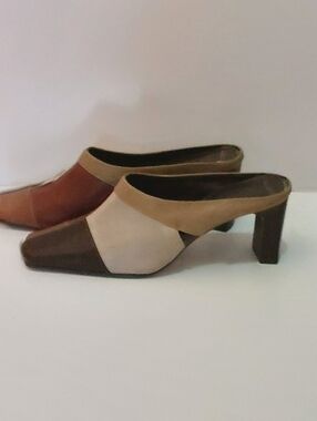 SALE Brown Leather Patchwork Mules/Shoes